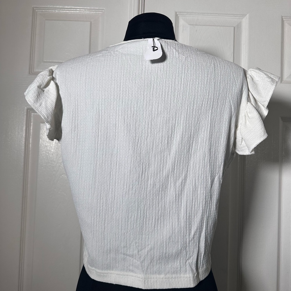 White Ruffled Sleeve Top - Picture 3 of 3
